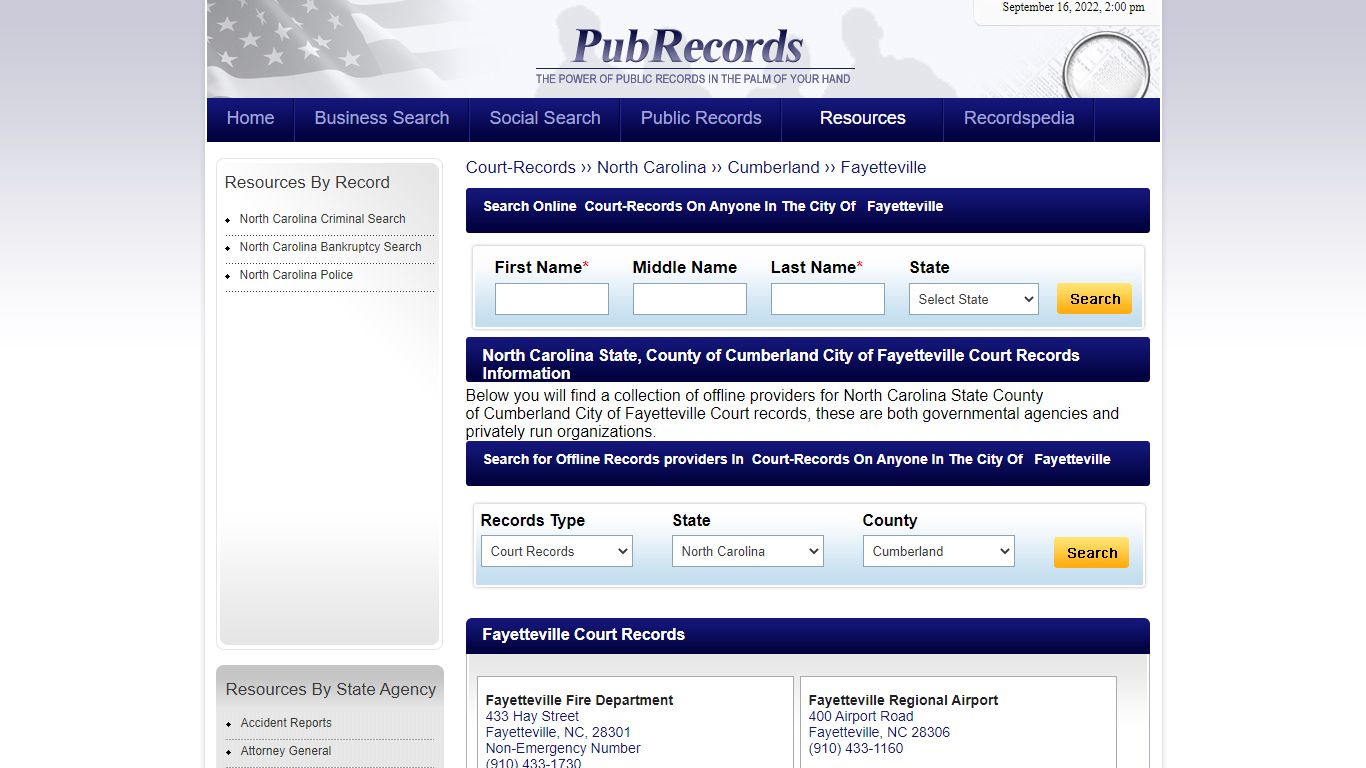 Fayetteville, Cumberland County, North Carolina Court Records